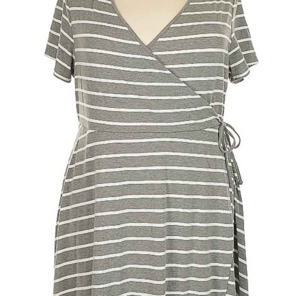 Torrid Gray and White Striped Top